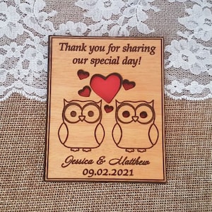 Custom wedding thank you card- owl, Magnet thank you card set, wedding gift thanks card, wedding thank you gift, funny thank you card pack