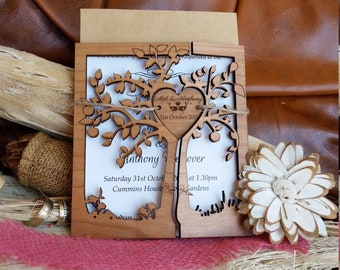 Tree wedding invitation sample/ wood wedding invitation/ custom wedding invitation/ magnet invitation/ rustic wedding invitation/ romantic
