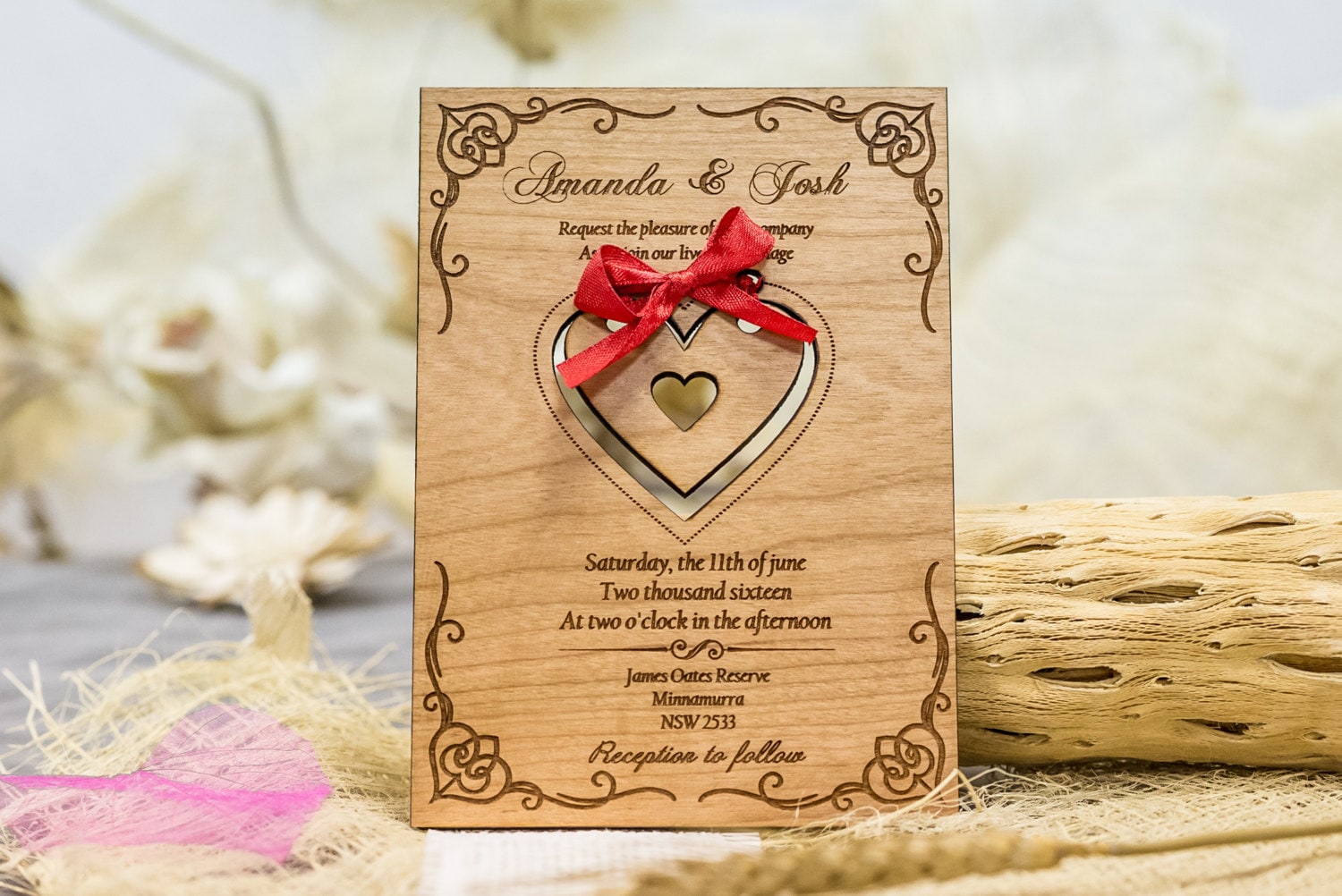Laser Cut Wedding Invitation Engraved Wooden Wedding Etsy UK