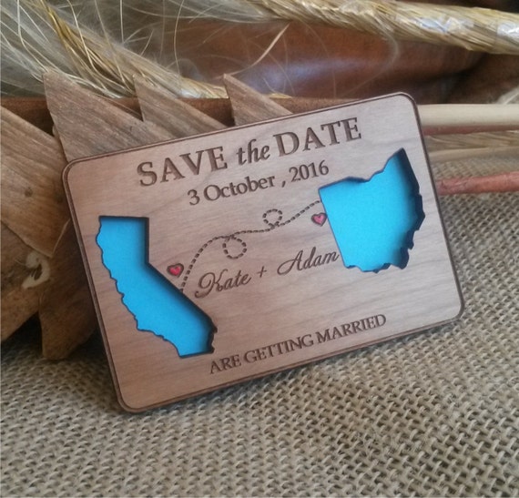 State Love Wood Save The Date Magnets Destination Wooden Etsy