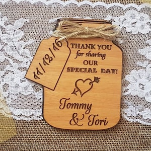 thank you wedding favor magnet wedding favor wooden favor unique wedding favor thank you cards rustic wedding favor mason jar wedding favor