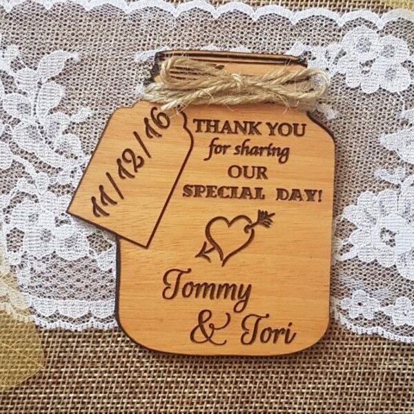 thank you wedding favor magnet wedding favor wooden favor unique wedding favor thank you cards rustic wedding favor mason jar wedding favor