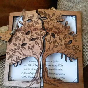 Tree Wood Wedding Invitation, Laser Cut Invitation, Unique Rustic Invitation image 2