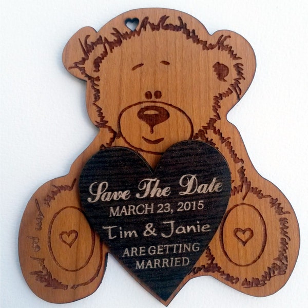 Bear Save-The-Date Magnets , Wood Wedding Magnet, Romantic Save the Date Card, Funny Save the Date Souvenir, Unique postcard