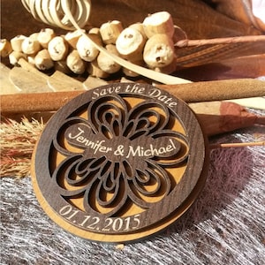 Wood Save-The-Date Magnets,  Personalized wedding magnets, Handmade Save the Date, rustic save the date magnet, carved save the dates