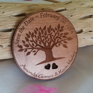 Boom Bedankkaarten bruiloft, dank u cadeau voor bruiloft gasten, bruiloft dank u magneet, engaved gunsten van het huwelijk voor gasten van hout