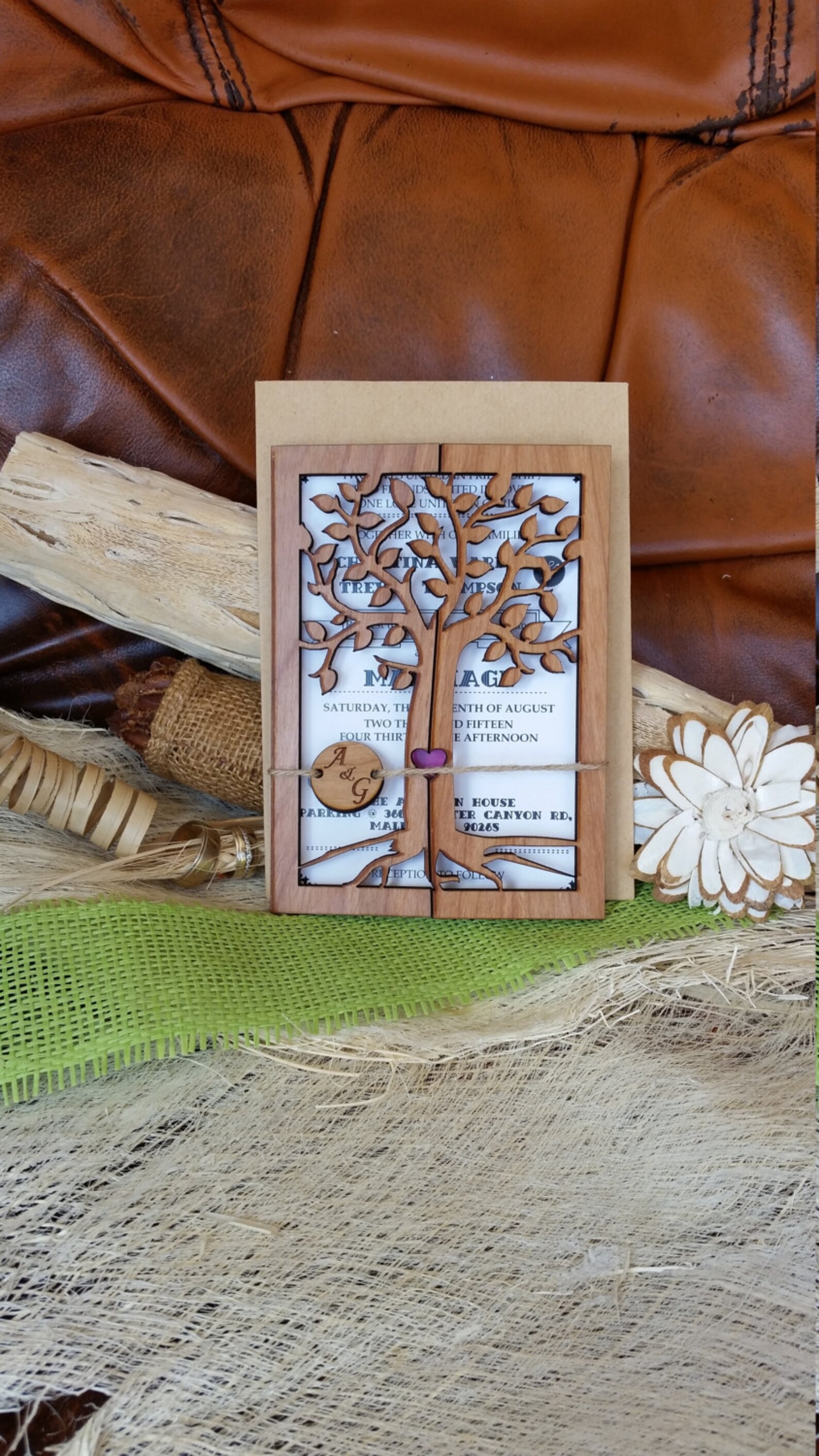 Laser Cut Wood Tree Wedding Invitations, Rustic Country - Etsy