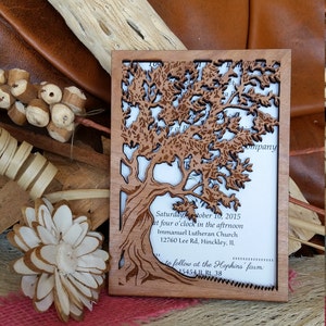 Wooden Wedding Invitation Suite, Rustic Wedding invitations , Unique Wedding Invitation, Tree Wedding Invitations Custom Invitation set tree