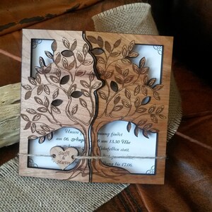 Tree Wood Wedding Invitation, Laser Cut Invitation, Unique Rustic Invitation image 9