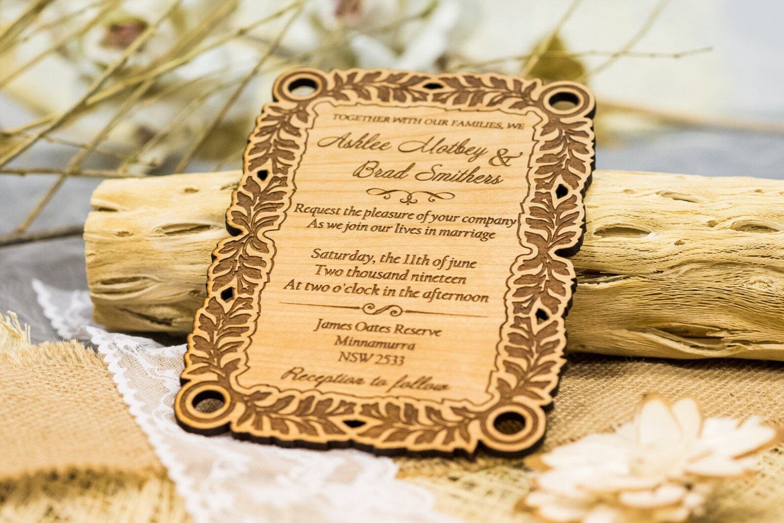 Hochzeitseinladungen Holz Hochzeitseinladung Set Kranz Etsy.de