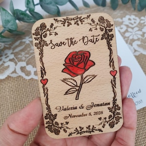 Beauty and the Beast Save the date Magnet,Custom Wooden save the date, Disney wedding invitation, Unique Wood wedding announcement
