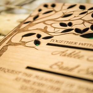 Tree wedding invitation, wooden forest invitation, laser cut invitation, rustic wedding invitation set, engraved wedding invite, unique image 5