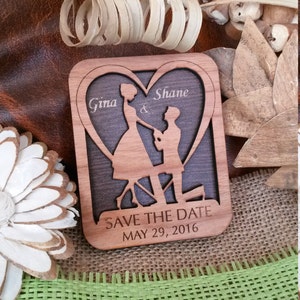 Personalized Wood Save-The-Date Magnet, Engraved Wedding Favor image 4