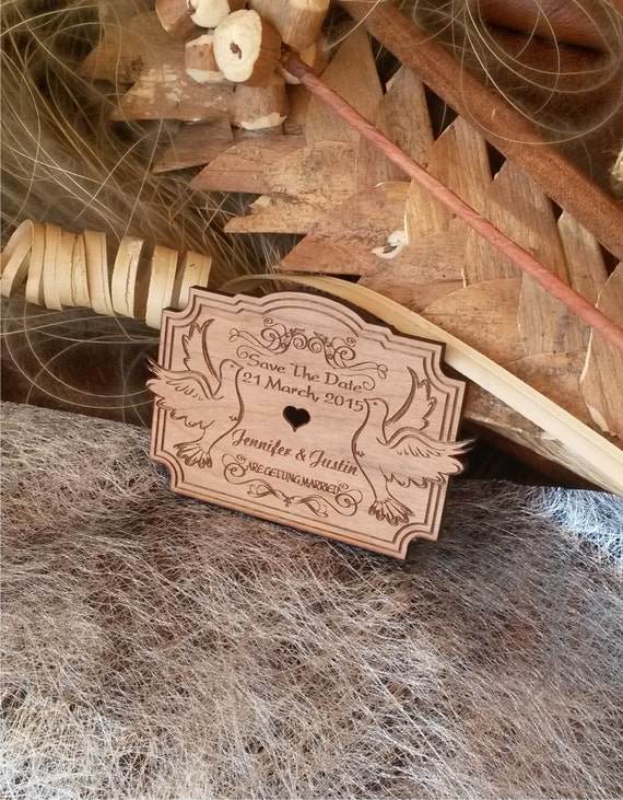 Love Birds Wood Save The Date Magnet Wood Wedding Magnet Etsy