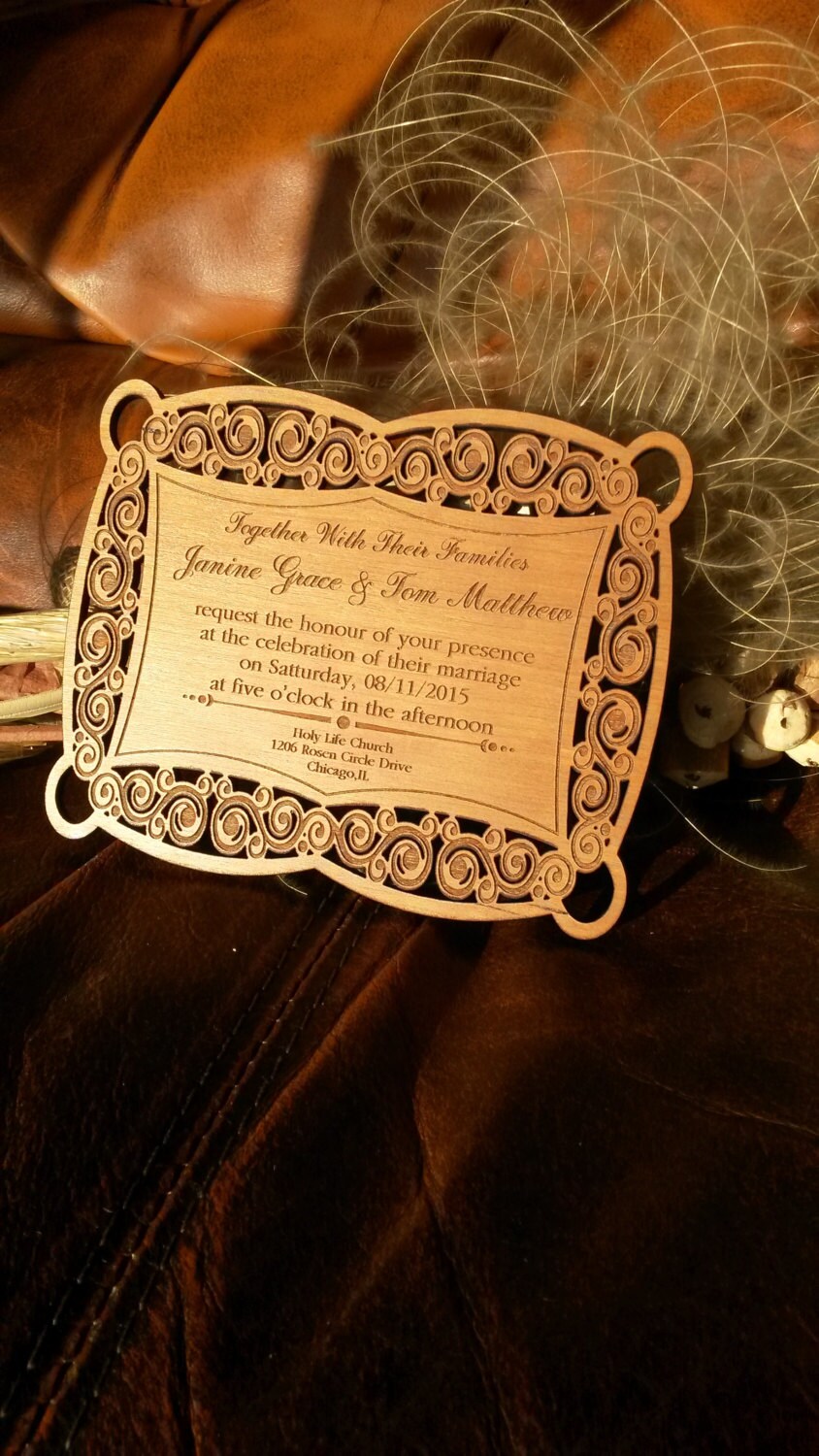 Laser Cut Wood Wedding Invitations Custom Wedding Invites Etsy