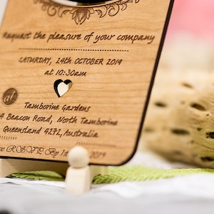 Einladung Hochzeit, Holz Einladung, Hochzeitskarte, Karte zur Hochzeit, Einladungskarte zur Hochezeit, Einladungskarte Geburtstag Bild 2