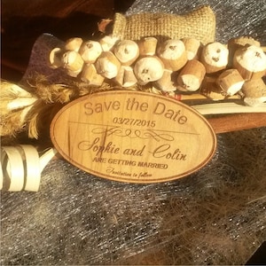 wooden save the date magnets (10)/rustic handmade save the date/laser engraved personalized save the date