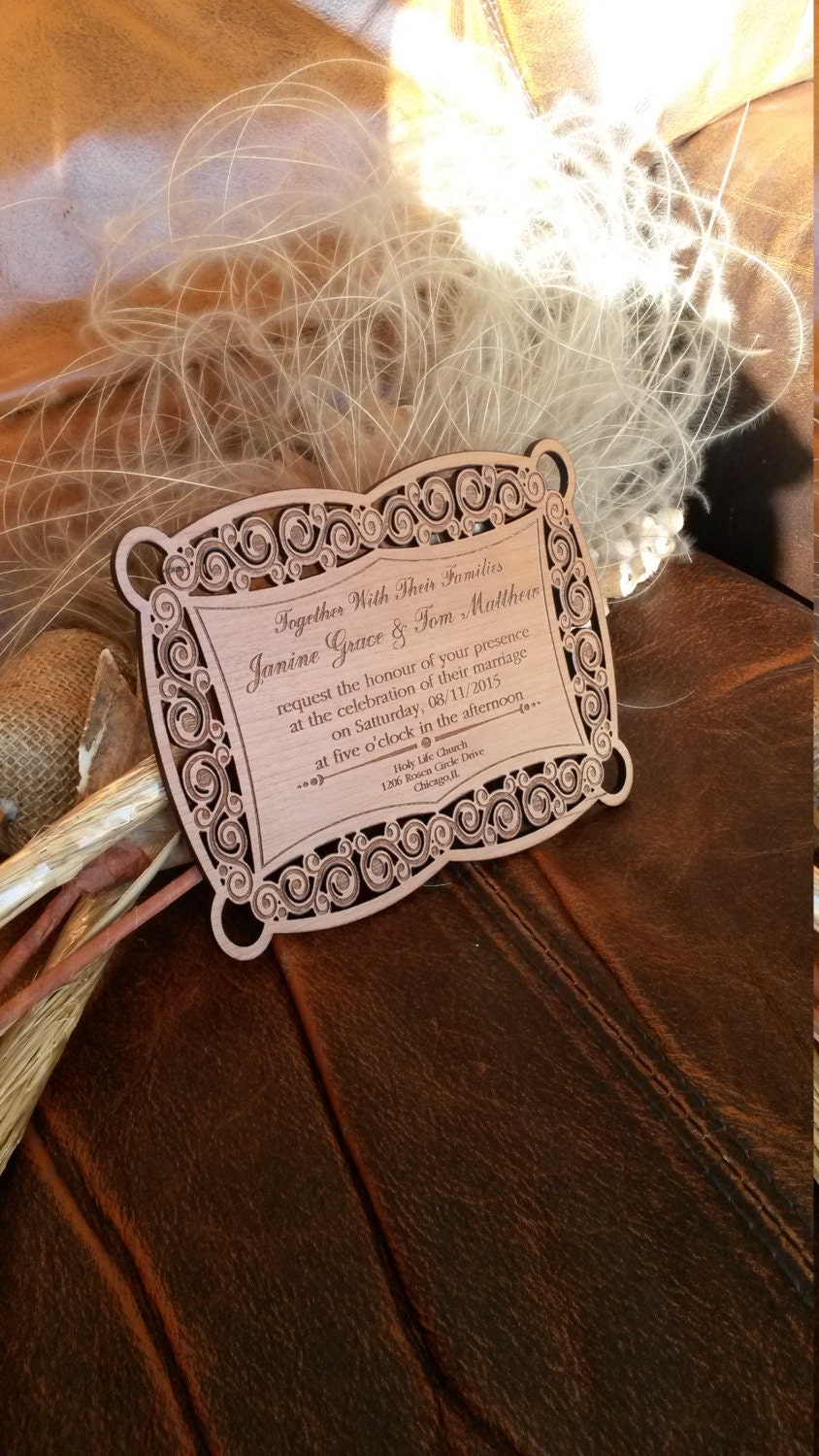 Laser Cut Wood Wedding Invitations Custom Wedding Invites Etsy