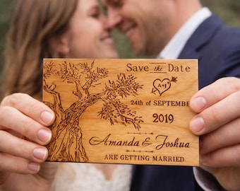 Benutzerdefinierte Baum Save the Date Magnet, rustikale Holzhochzeit