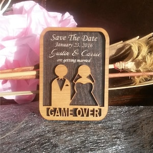 Funny Wood Save the Date  weddingg Magnets, Wedding Favor- Set of 10/ Personalized wooden save the dates