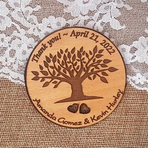 carte de remerciement de mariage, cartes de remerciement arbre rustique aimant remerciement, aimants de mariage Merci aimant, cartes de remerciement unique