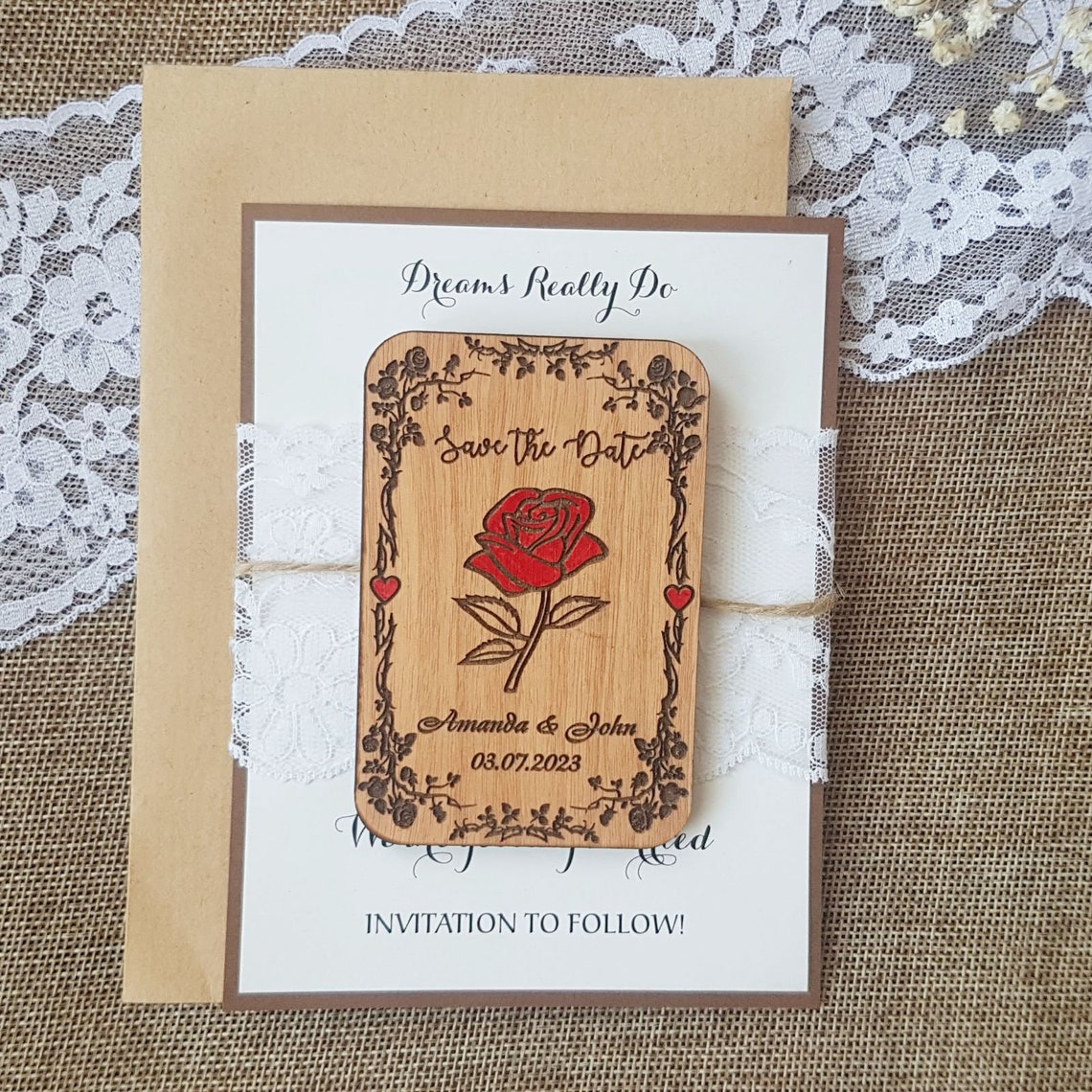 Beauty and the Beast Save the Date Magnetcustom Wooden Save | Etsy Canada