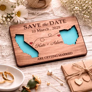Wood State Save-The-Date Magnets, Laser Cut Destination Wedding