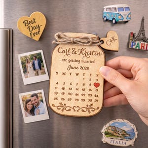 Mason Jar Save The Date Magnet, Rustic Wedding Favor, Twine Decoration