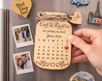 Mason Jar Save The Date Magnet, Rustic Wedding Favor, Twine Decoration