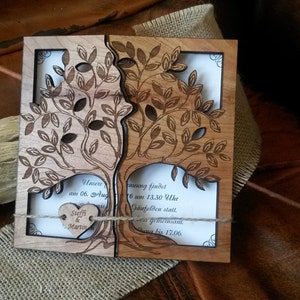 Tree Wood Wedding Invitation, Laser Cut Invitation, Unique Rustic Invitation image 10