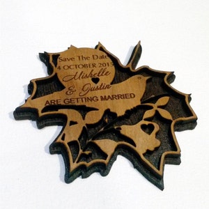 Custom save-the-date magnets, Autumn Save the date Wedding announcement, Wooden save the date magnets, Unique wedding fridge magnet