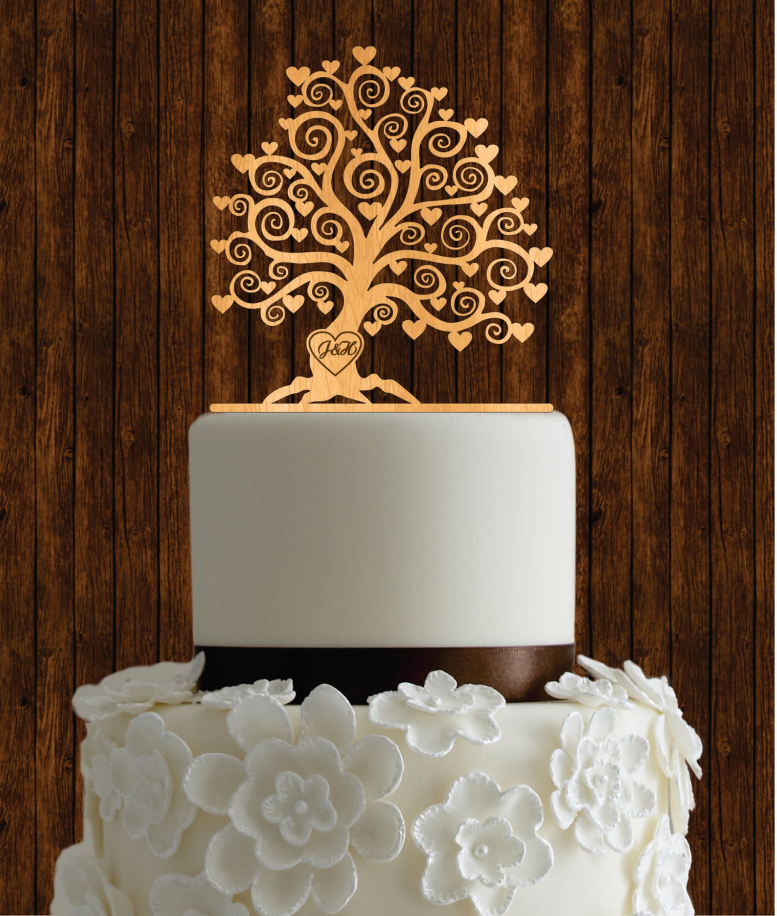 Cherry Wood Cake Topper / Tree Cake Topper / Rustic Cake Etsy