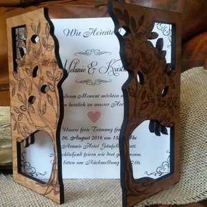 Tree Wood Wedding Invitation, Laser Cut Invitation, Unique Rustic Invitation image 3