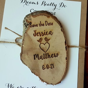 Sauver les oiseaux date, l’automne sauver l’aimant date, faveur de mariage, invitation de mariage en bois