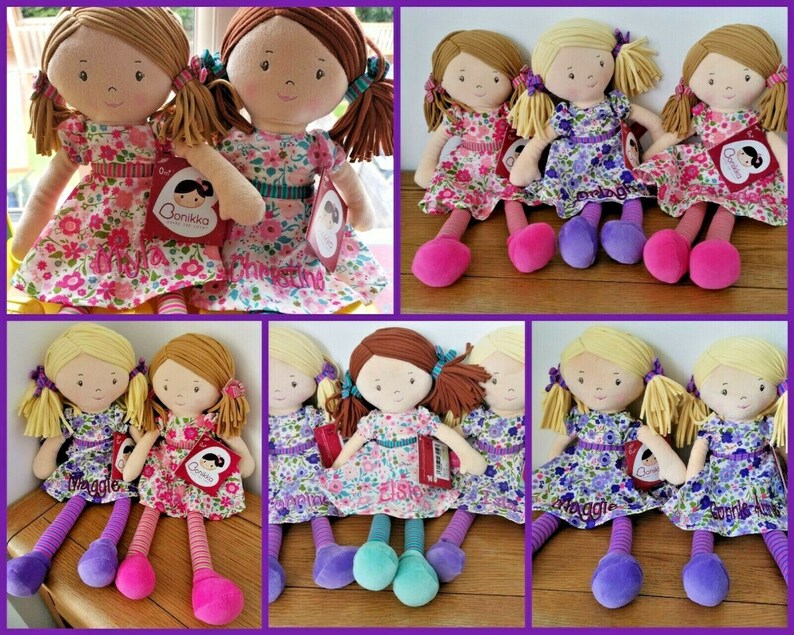BONIKKA RAG DOLL Baby Personalised Embroidered Cute Named Etsy