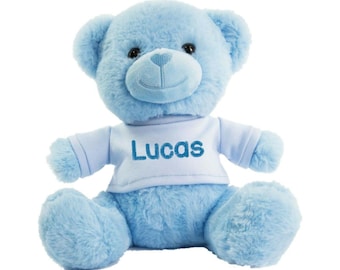 Personalised Super Soft Cute BLUE TEDDY BEAR Baby Birthday Personalised