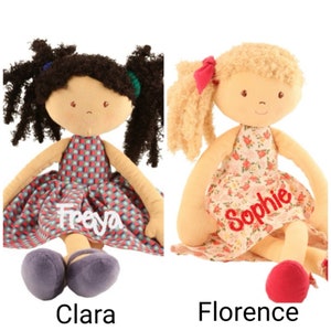Choice of 12 BONIKKA RAG First DOLL Baby Personalised Embroidered Cute Named image 3