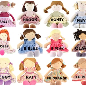 Choice of 12 BONIKKA RAG First DOLL - Baby Personalised Embroidered Cute Named