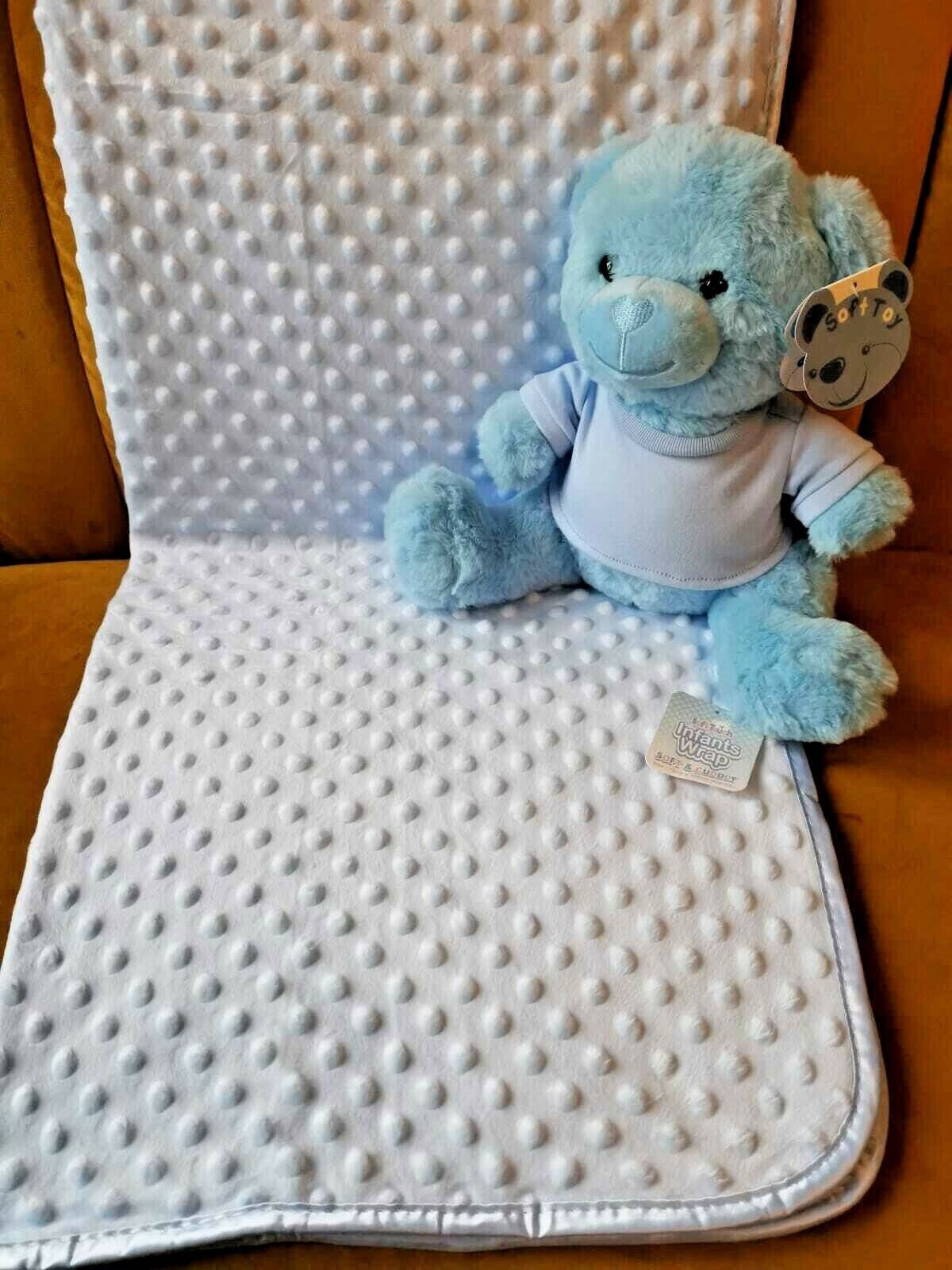 Personalised Embroidered BLUE Teddy & Blanket Baby Gift - Name GIFT SET ...