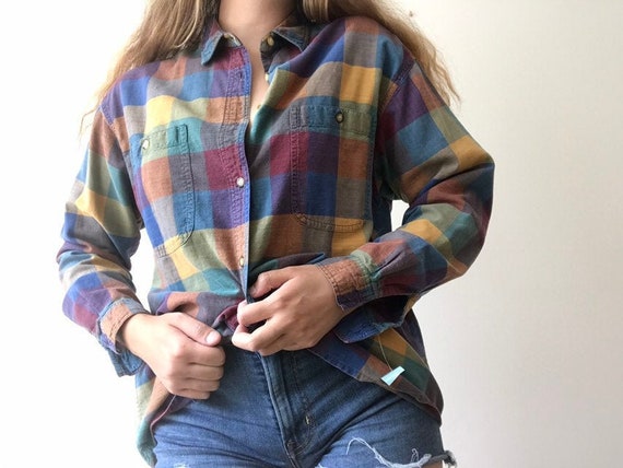 1990's Checkered Multicolored Flannel
