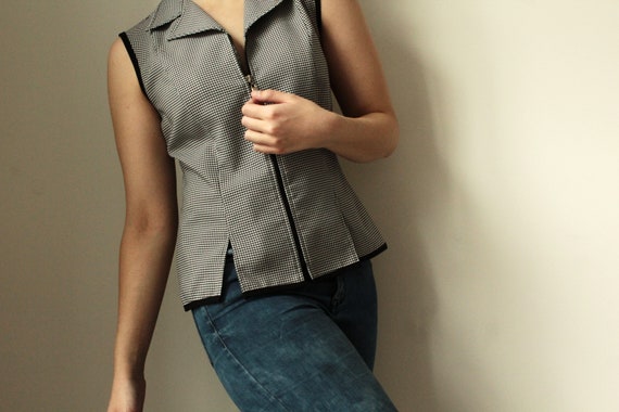 1980's Checkered Zip Front Tank - image 2