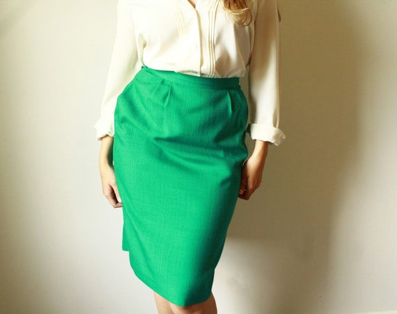 1990's Green A-Line Skirt - image 2