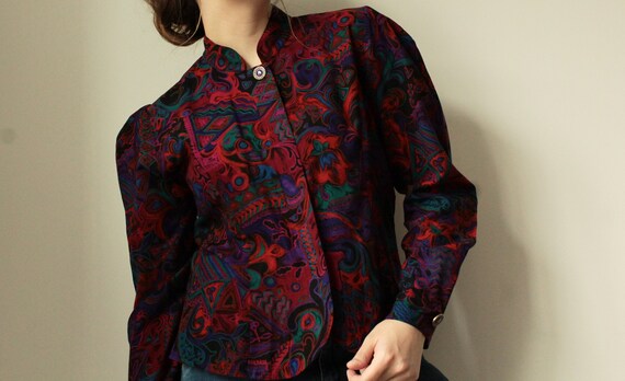1980's Patterned Blouse - image 3