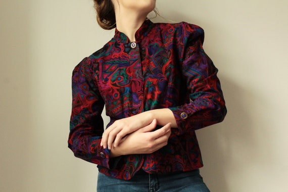 1980's Patterned Blouse - image 1