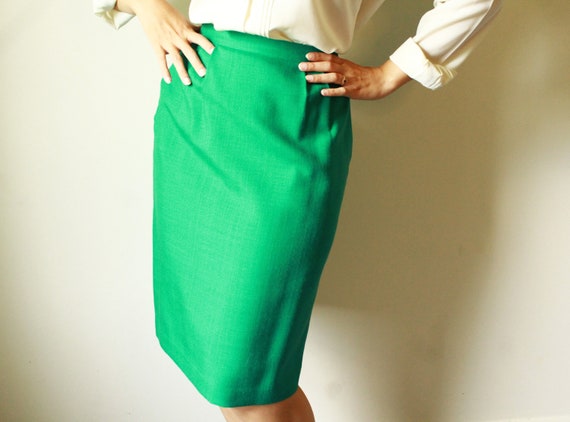 1990's Green A-Line Skirt - image 3