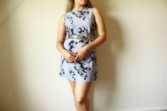 90's Blue Floral Dress - image 2