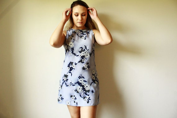 90's Blue Floral Dress - image 5