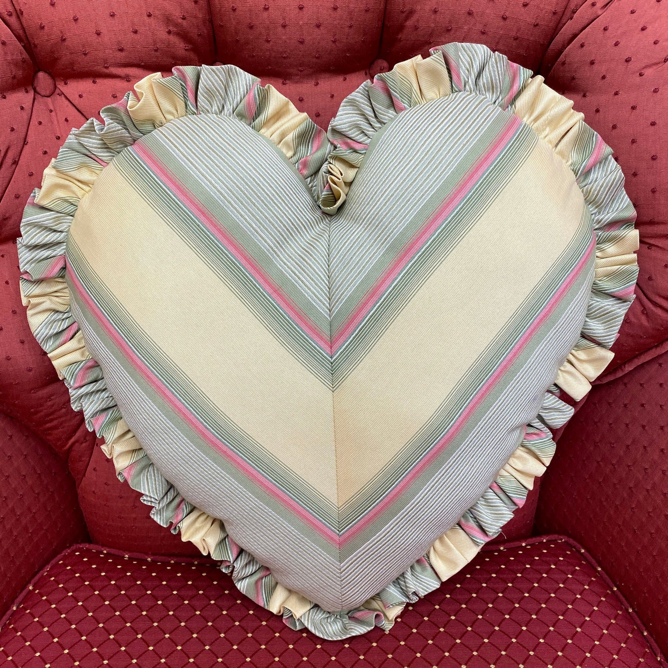 Heart Shaped Throw Pillows Ruffled With Insert Mitered Etsy UK