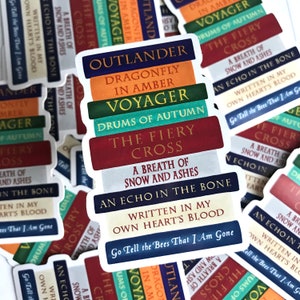Outlander Bookstack Waterproof Sticker: Book Lover Gift