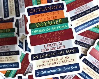 Outlander Bookstack Waterproof Sticker: Book Lover Gift